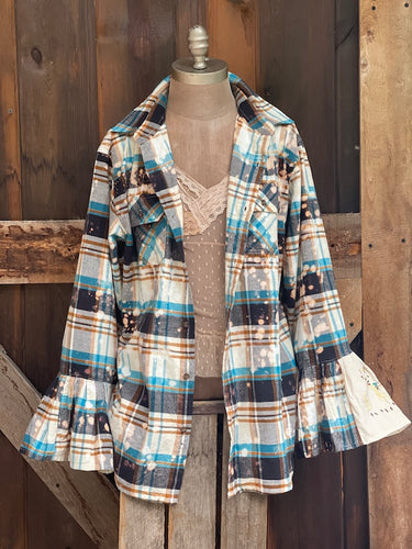 MAKE A WISH AND FLY Flared Sleeve Flannel